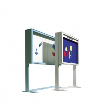 Info-Vitrine, freistehend, 107 cm hoch, 107x13 cm (B/T), Rückwand Lederstruktur Info-Vitrine, freistehend, 107 cm hoch, 107x13 cm (B/T), Rückwand Lederstruktur